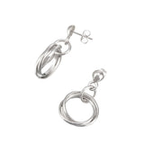 3 Rings Silver Earrings