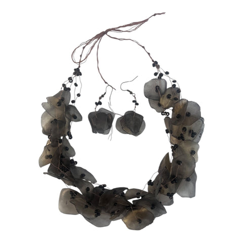 Fish Scales Necklace Set - Black