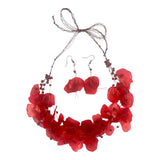 Fish Scales Necklace Set - Red