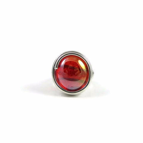 Infinity Glass Ring - Red Crystal Iridescent