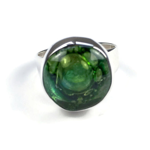 Round Blown Glass Ring - Green