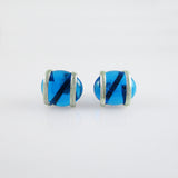 Parallel Earrings -Turquoise Crystal