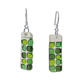 Checkerboard Glass Earrings - Green